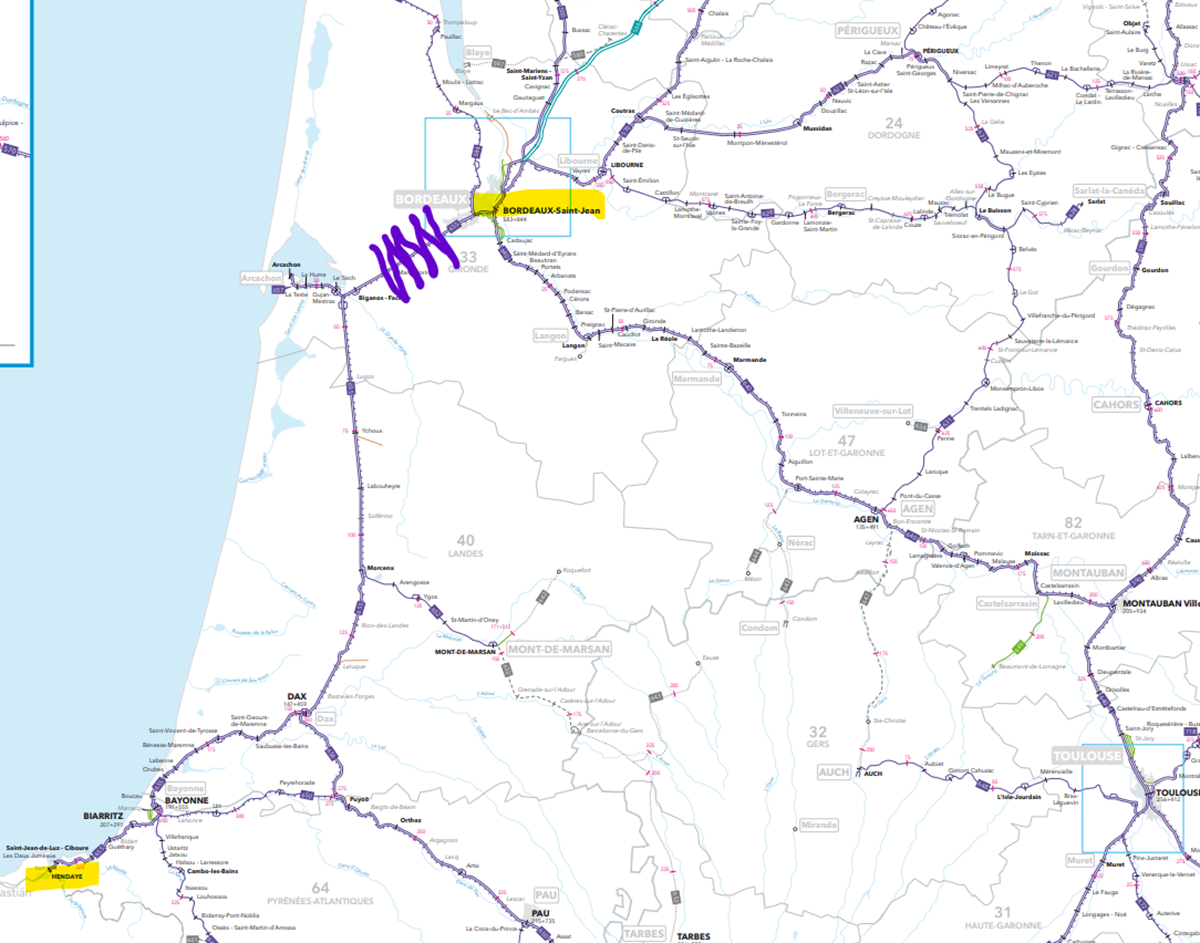 International incident -  total line closure South of Bordeaux